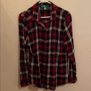 Red plaid shirt.